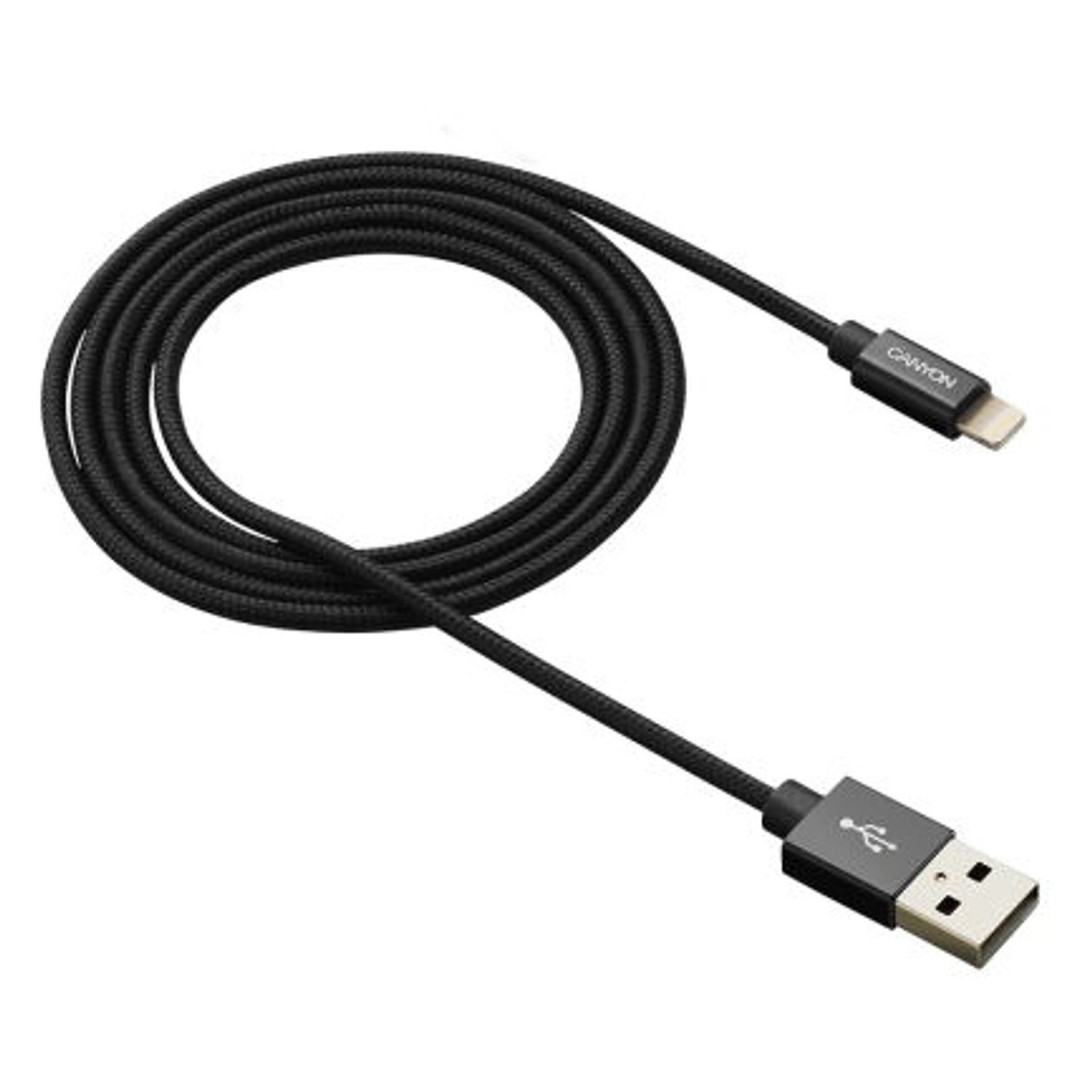 Cablu de date Canyon MFI-3, USB - Lighting, 1m (Negru) fotografia produsului View 3 L