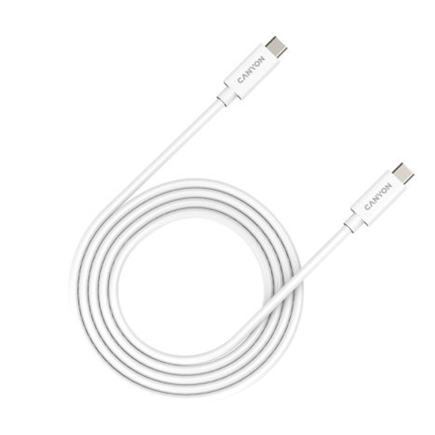 Cablu de date Canyon UC-42, USB Type-C Thunderbolt, 2m, 20Gbps, 240W (Alb) fotografia produsului