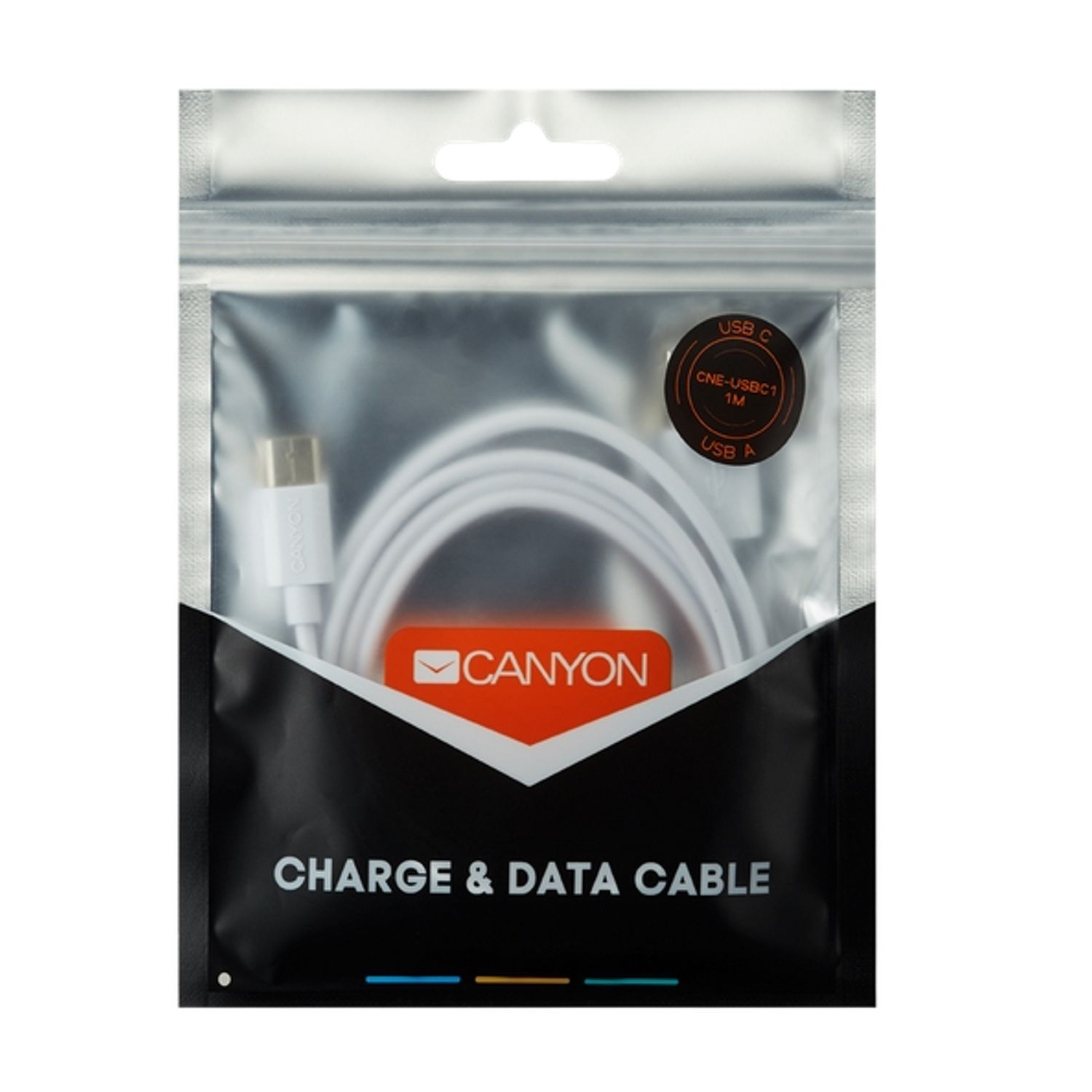 Cablu de date Canyon CNE-USBC1W, USB Type C, 1m (Alb) fotografia produsului View 2 L