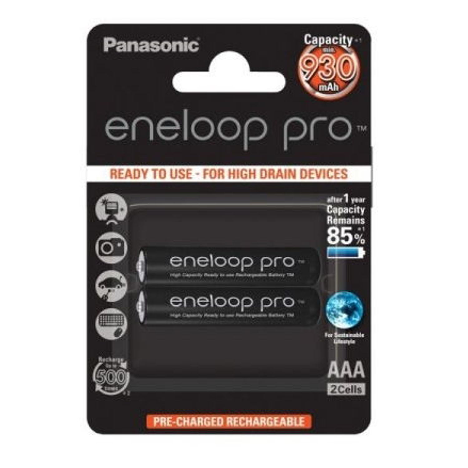 Set 2 baterii Panasonic Eneloop Pro BK-4HCDE/2BE, 930mAh, AAA fotografia produsului