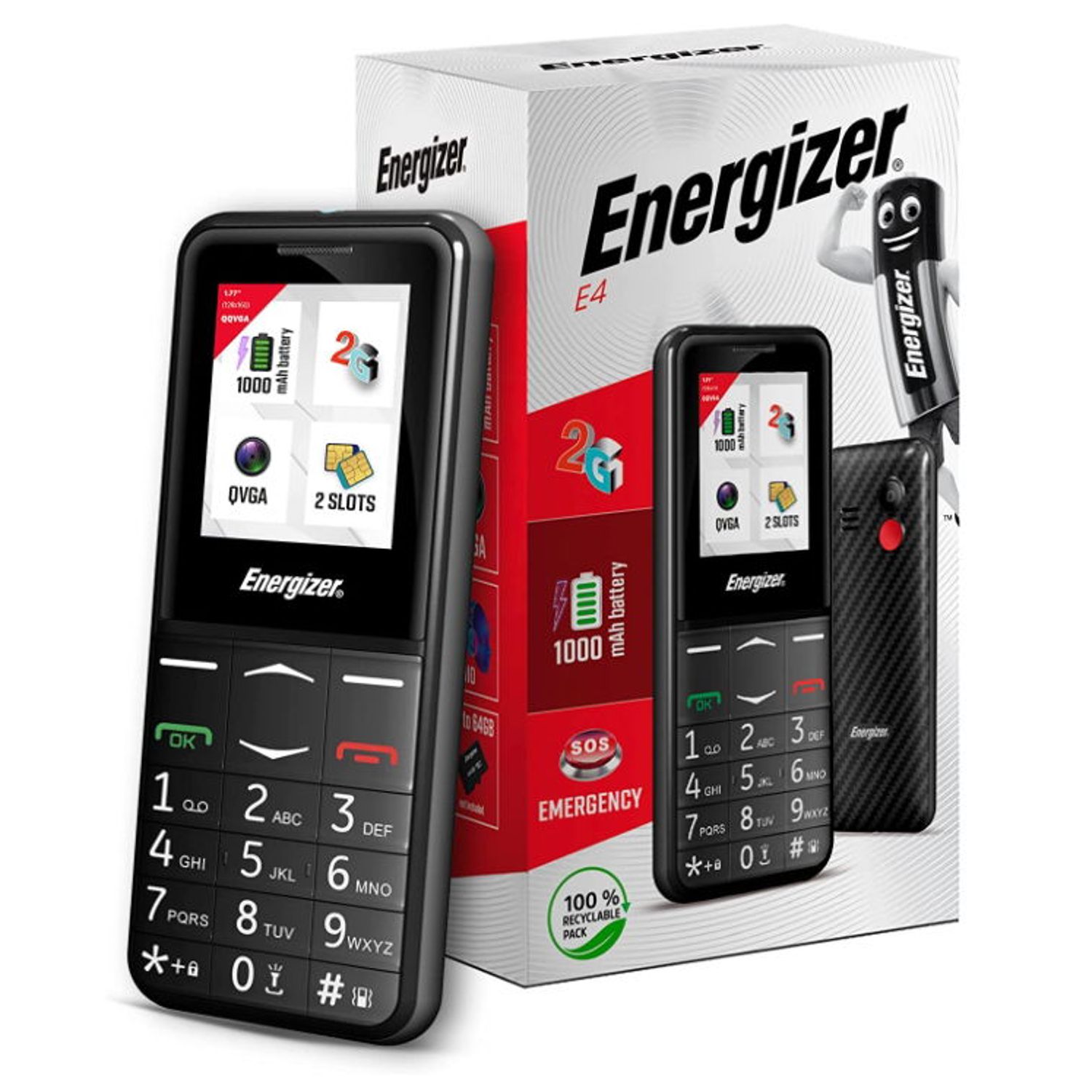 Telefon Mobil Energizer E4, 2G, Dual SIM (Negru) fotografia produsului View 4 L