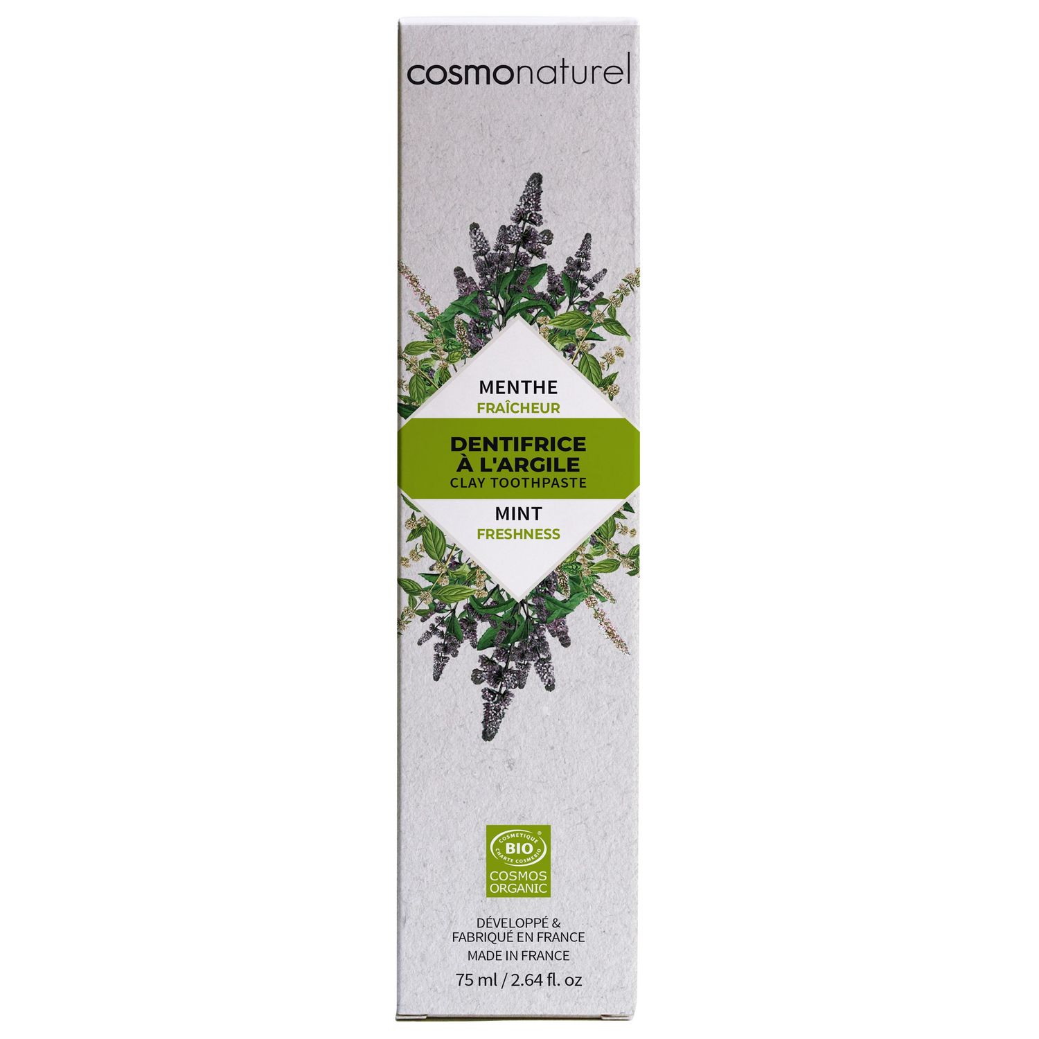 Pasta de dinti BIO pentru prospetime cu menta si argila 75 ml COSMO NATUREL fotografia produsului View 2 L