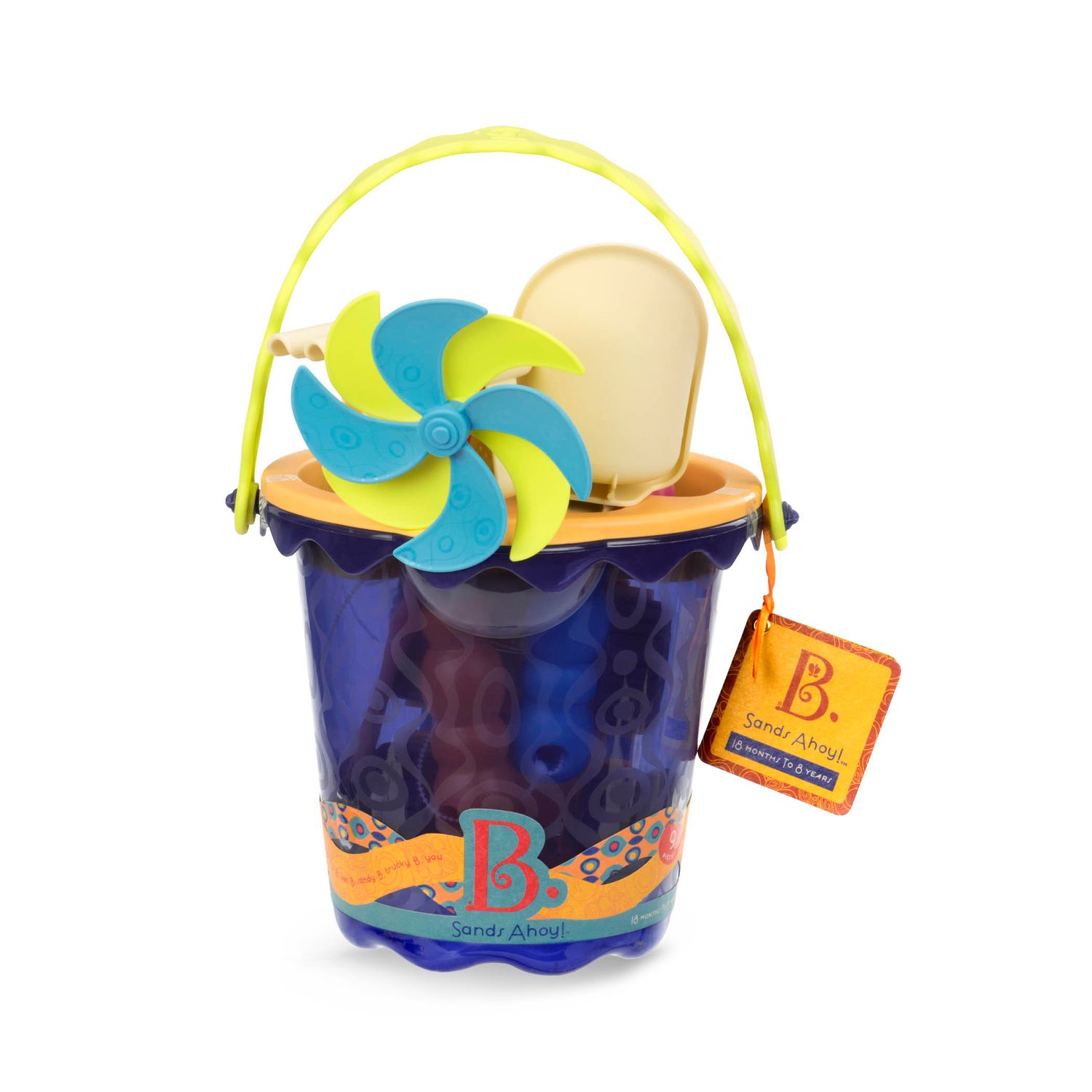 Galeata cu 9 jucarii de nisip albastra B.Toys fotografia produsului View 6 L