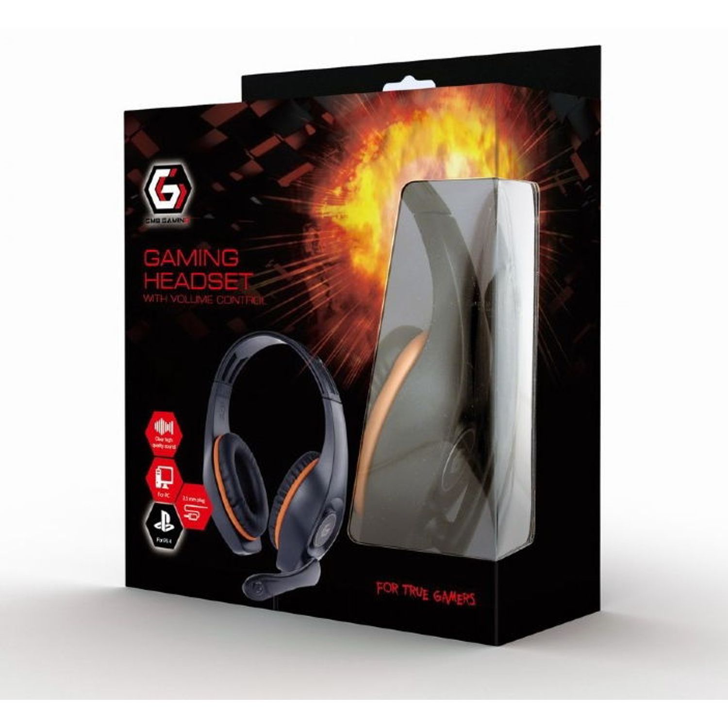 Casti Gaming Gembird GHS-05-O, Microfon (Negru/Portocaliu) fotografia produsului View 4 L