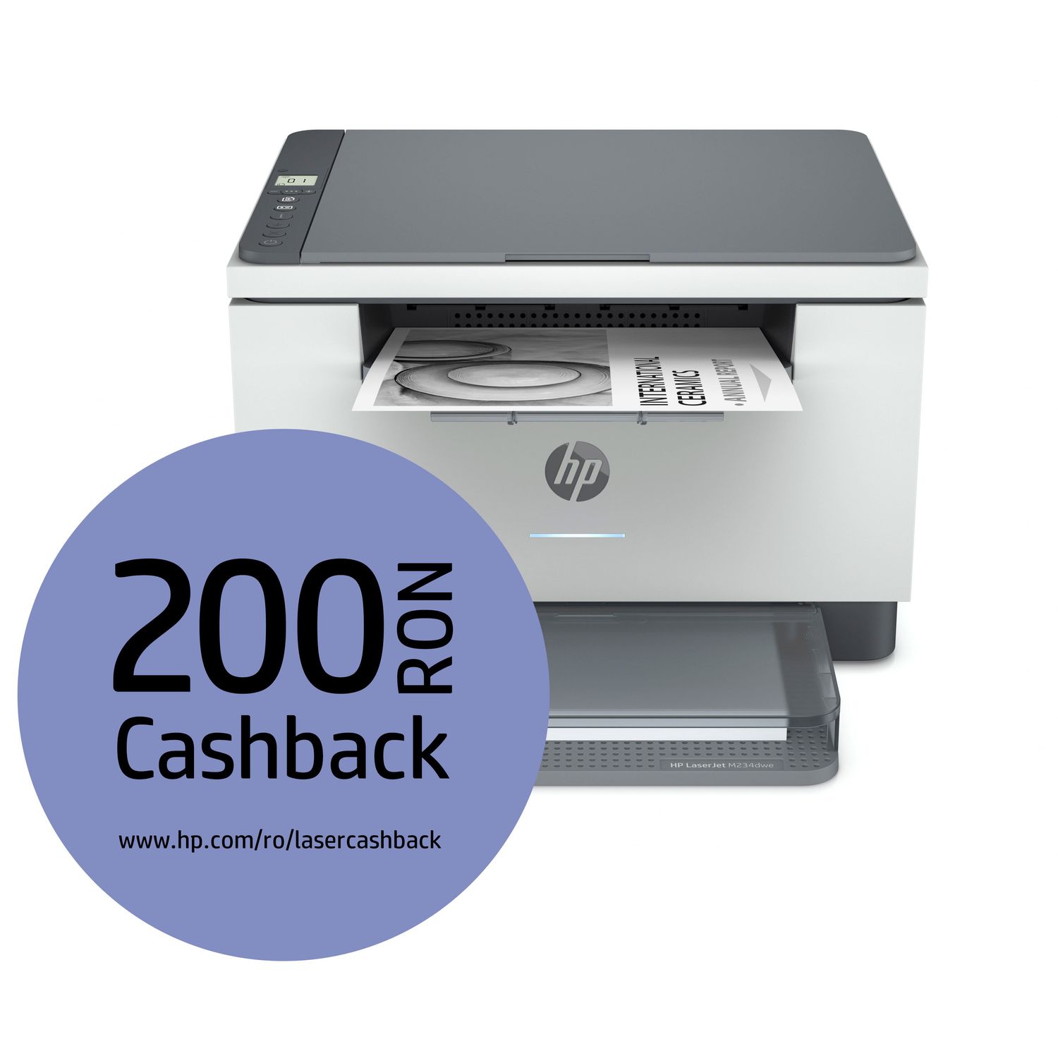 Multifunctional Monocrom HP Plus M234dwe, Retea, Wireless, Duplex, A4, Eligibil HP Instant Ink (Alb/Gri) fotografia produsului