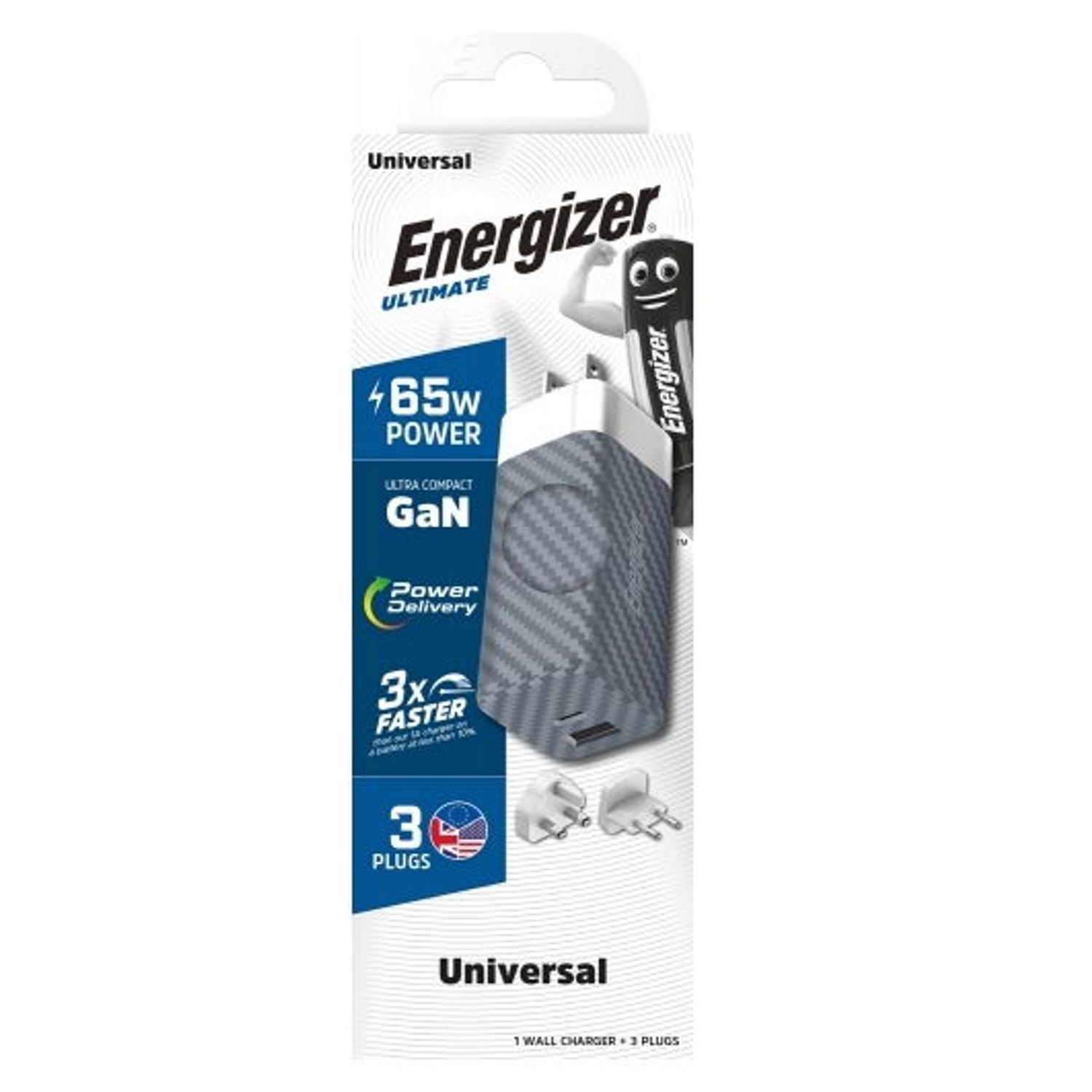 Incarcator retea Energizer A65MU, 65W, USB, USB-C (Gri) fotografia produsului View 3 L