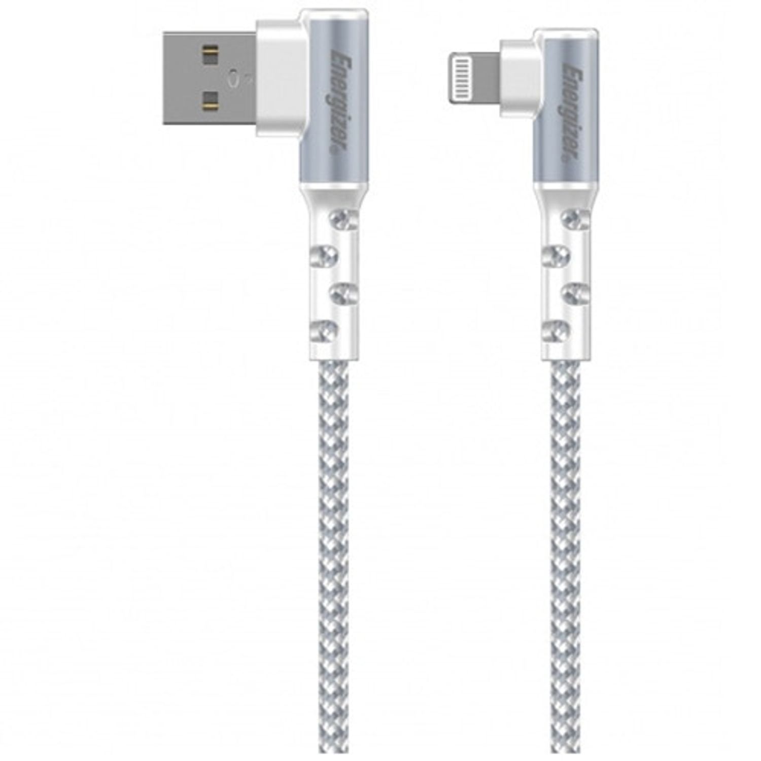 Cablu de date Energizer C710LKWH 90&deg;Lightning/USB , Conector metalic, 2m, Alb fotografia produsului