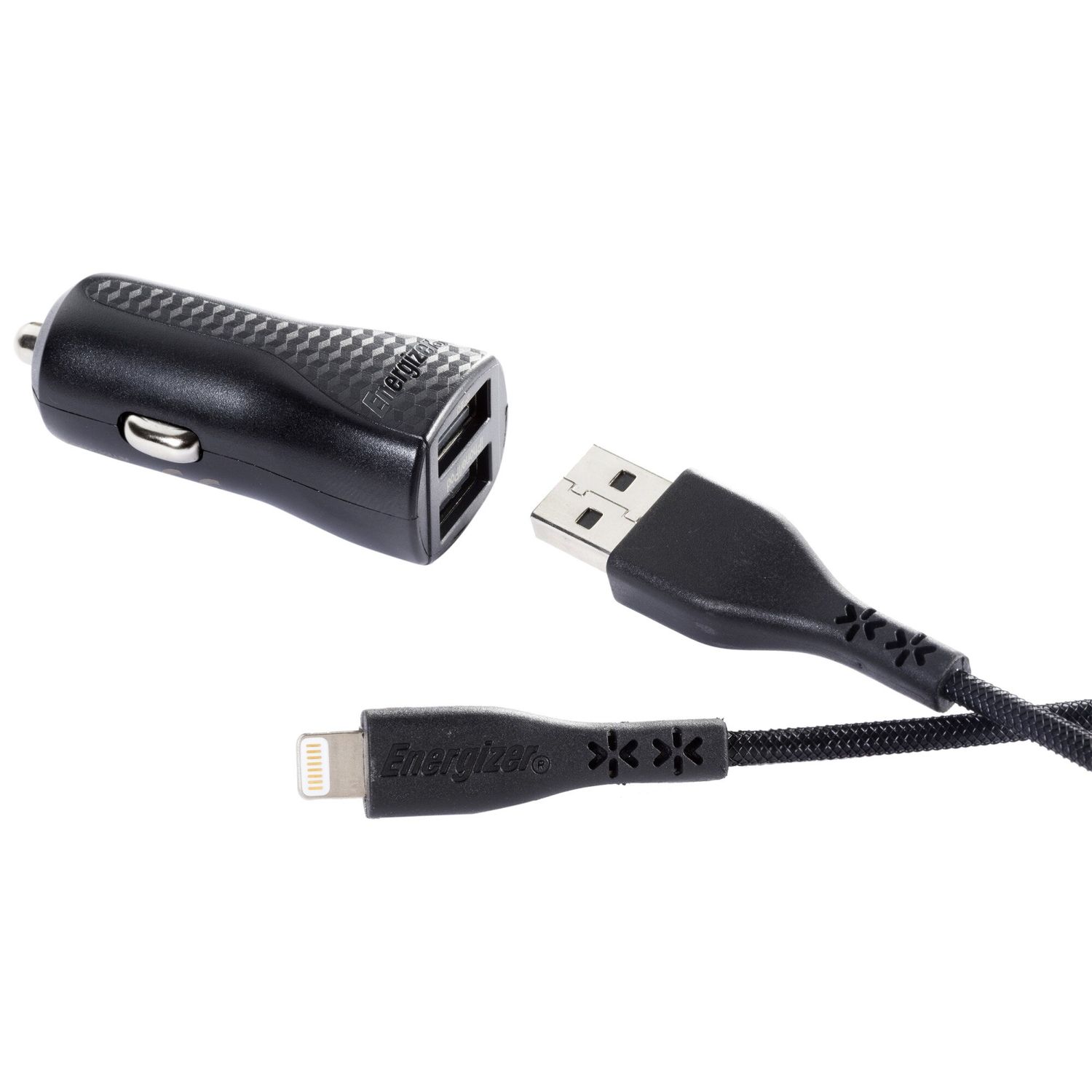 Incarcator auto Energizer LifeTime, 3.4A, 2USB, Cablu Lightning inclus, 1.2m, Negru fotografia produsului View 3 L
