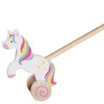 Jucarie de impins din lemn cu bat-Unicorn fotografia produsului