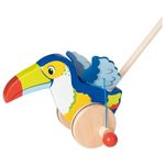 Jucarie de impins din lemn cu bat - Pasare tucan fotografia produsului