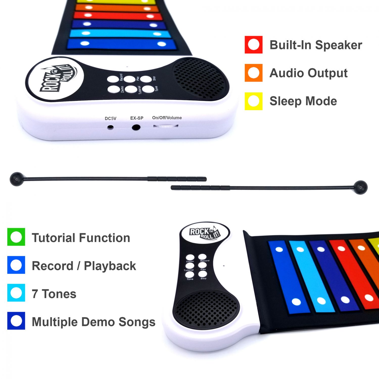 Xilofon rainbow pentru copii - ROCK AND ROLL IT fotografia produsului View 3 L
