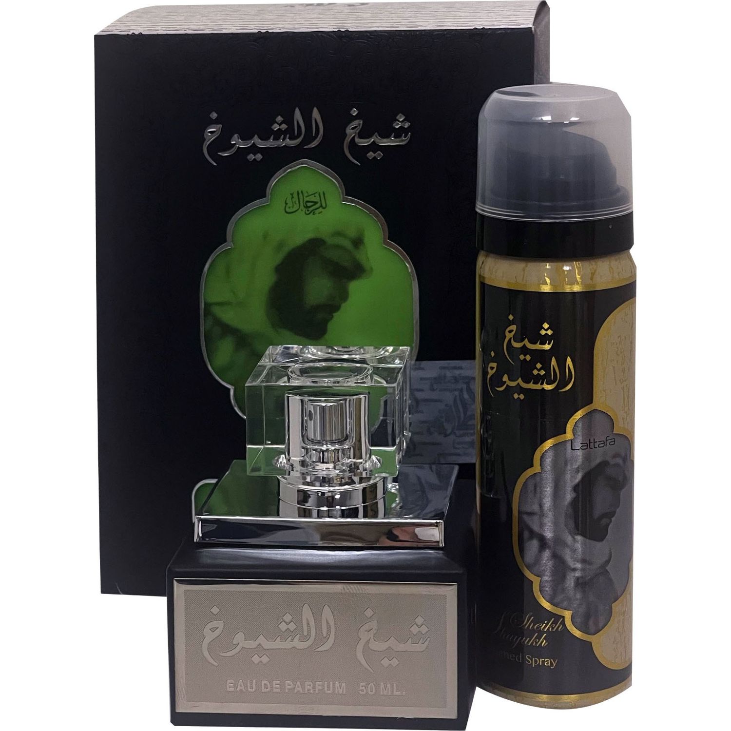 Set Lattafa, Sheikh Shuyukh, Barbati: Apa de Parfum, 50 ml + Deodorant Spray, 50 ml fotografia produsului