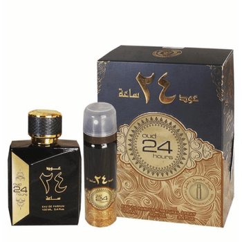 Set Ard Al Zaafaran, Oud 24 Hours, Unisex: Apa De Parfum, 100 Ml + Deodorant Spray, 50 Ml