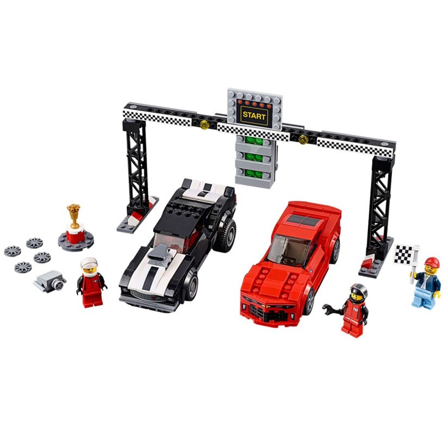 LEGO Speed Champions - Cursa de dragstere Chevrolet Camaro (75874), 445 piese fotografia produsului View 2 L