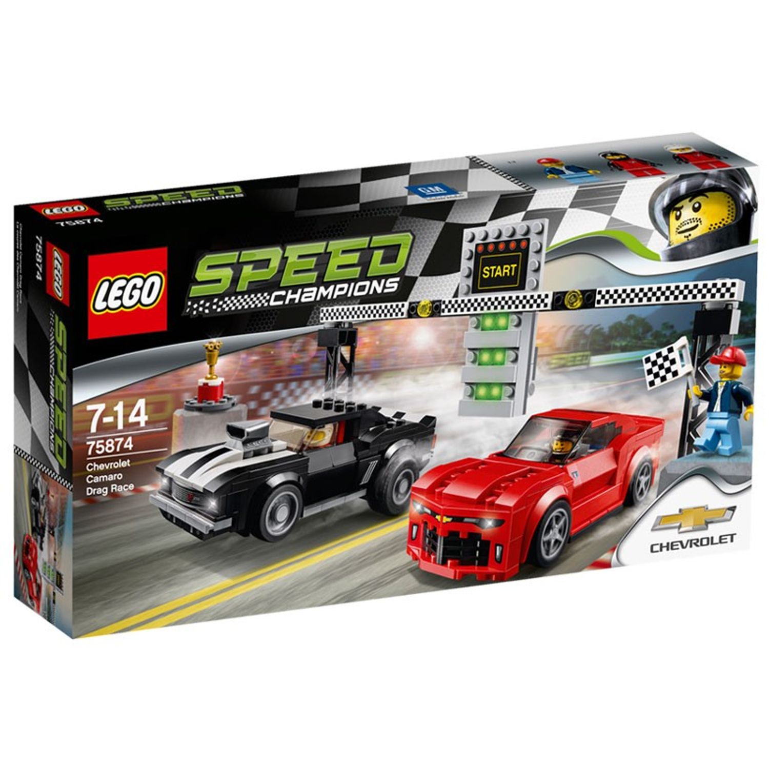 LEGO Speed Champions - Cursa de dragstere Chevrolet Camaro (75874), 445 piese fotografia produsului