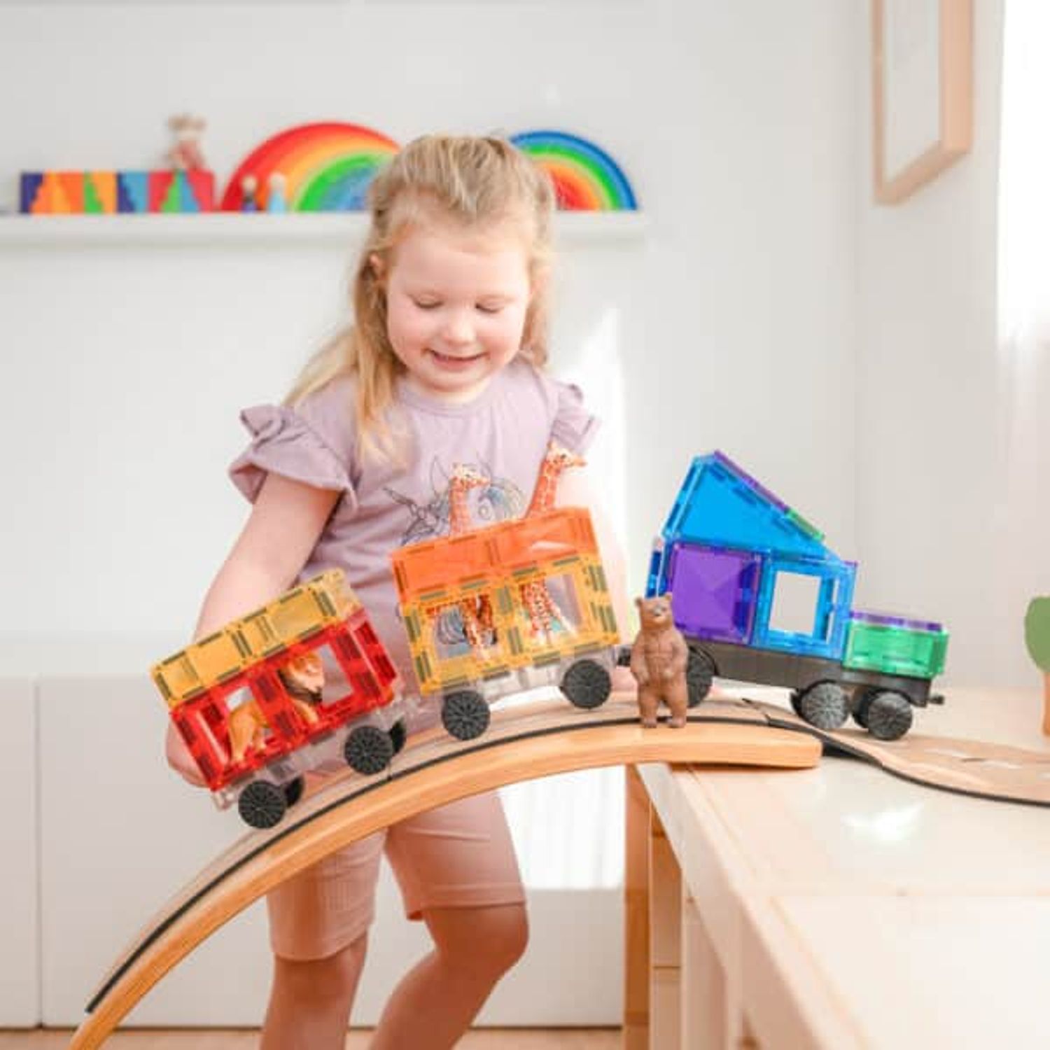 Magnetic Tiles Set constructie magnetic, 50 piese masinute fotografia produsului View 4 L