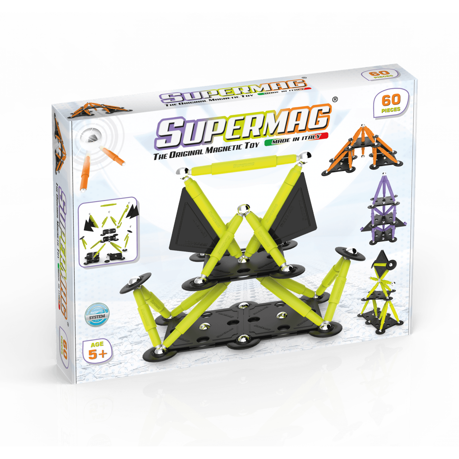 Set de constructie magnetic Supermag Projects Tehnicolor, 60 piese fotografia produsului