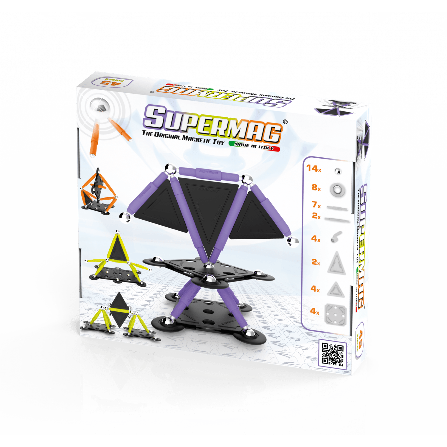 Set de constructie magnetic Supermag Projects Tehnicolor, 45 piese fotografia produsului View 2 L