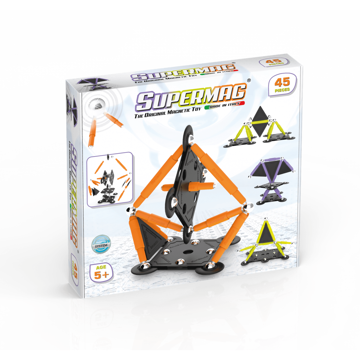 Set de constructie magnetic Supermag Projects Tehnicolor, 45 piese fotografia produsului