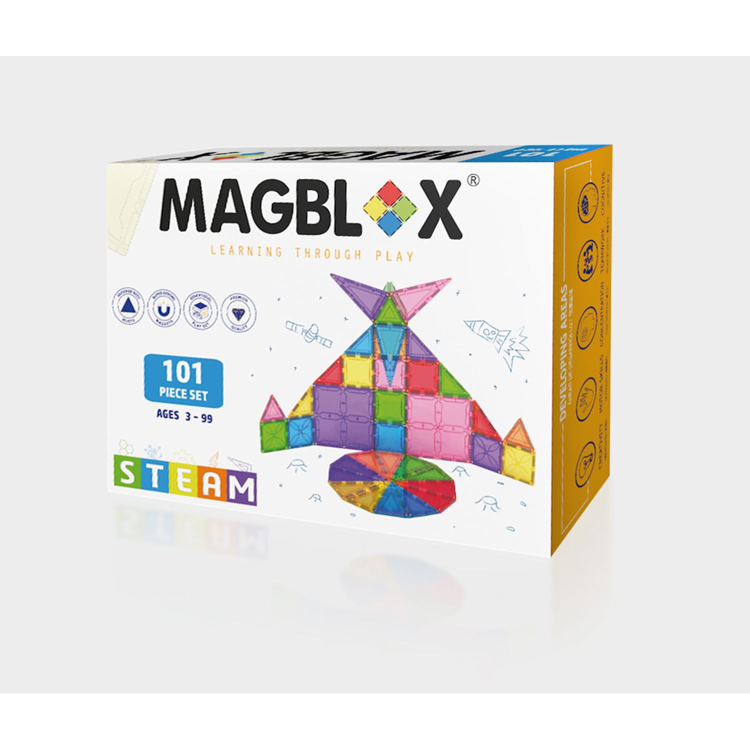Set magnetic Magblox - 101 piese magnetice de constructie transparente fotografia produsului