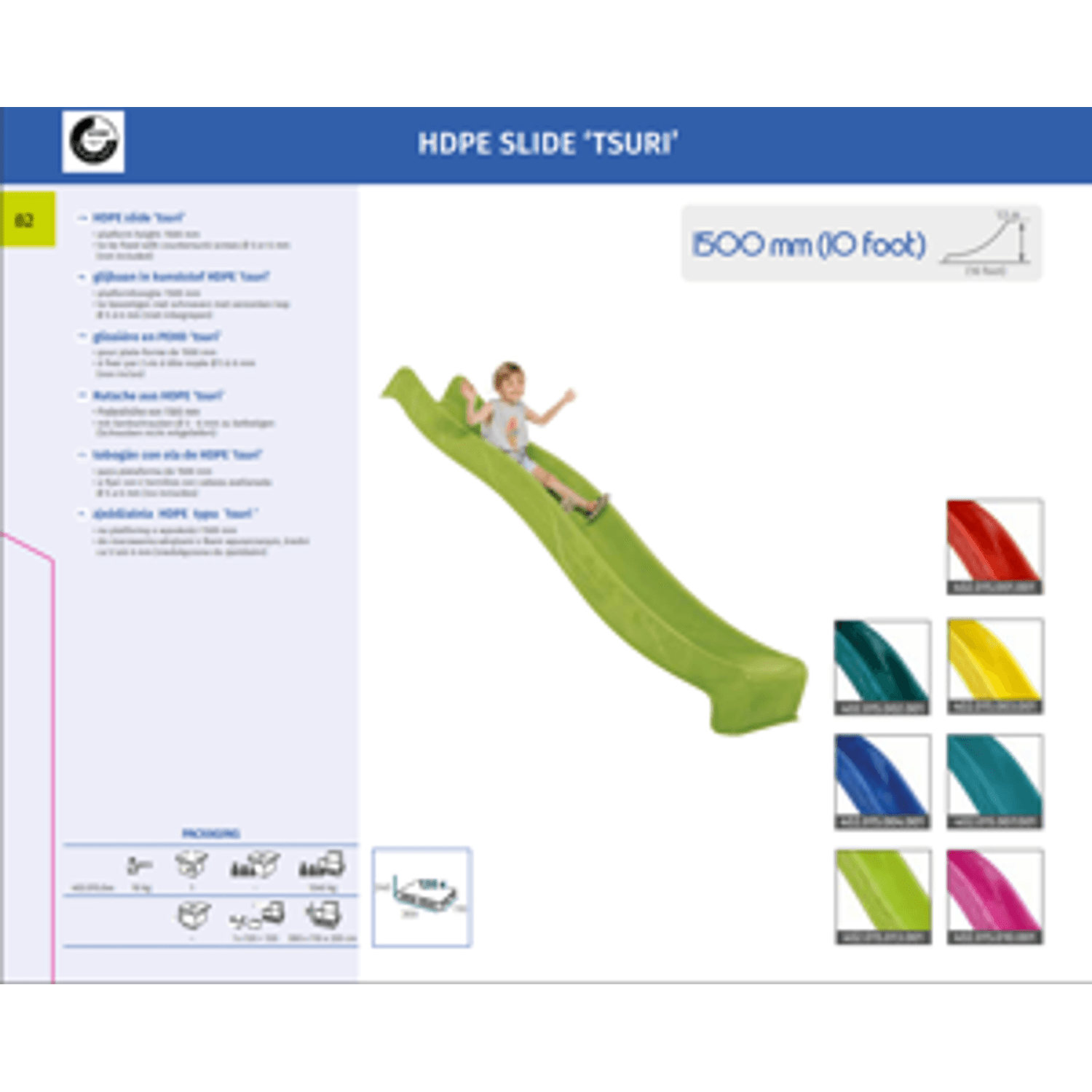 Tobogan copii 2.90 m S-line HDPE verde mar - marca KBT fotografia produsului View 4 L