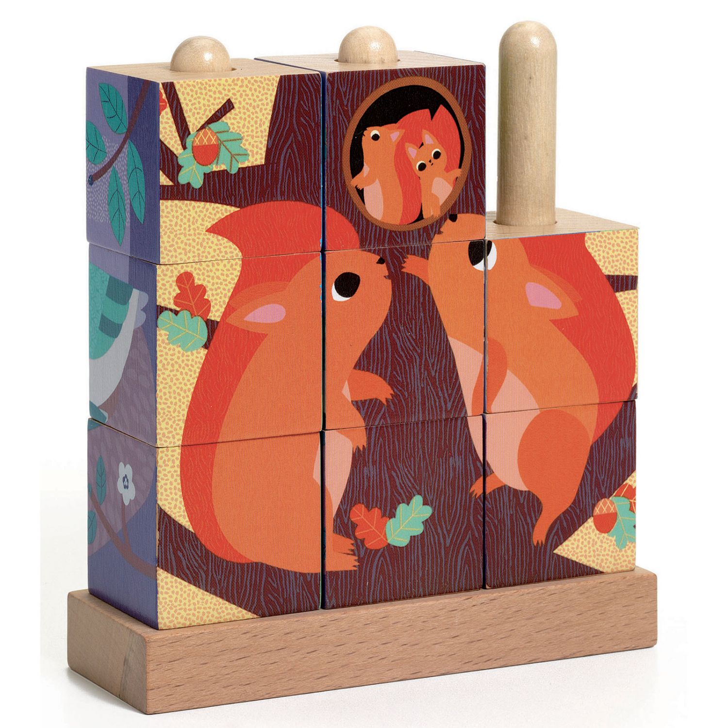 Puzzle vertical cu cuburi Djeco, Puzz-Up Forest fotografia produsului View 2 L
