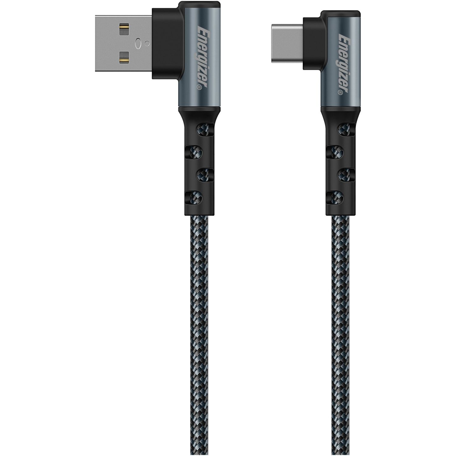 Cablu de date Gaming Energizer Metalic, 90&deg; USB-C, 2 metri, Negru fotografia produsului