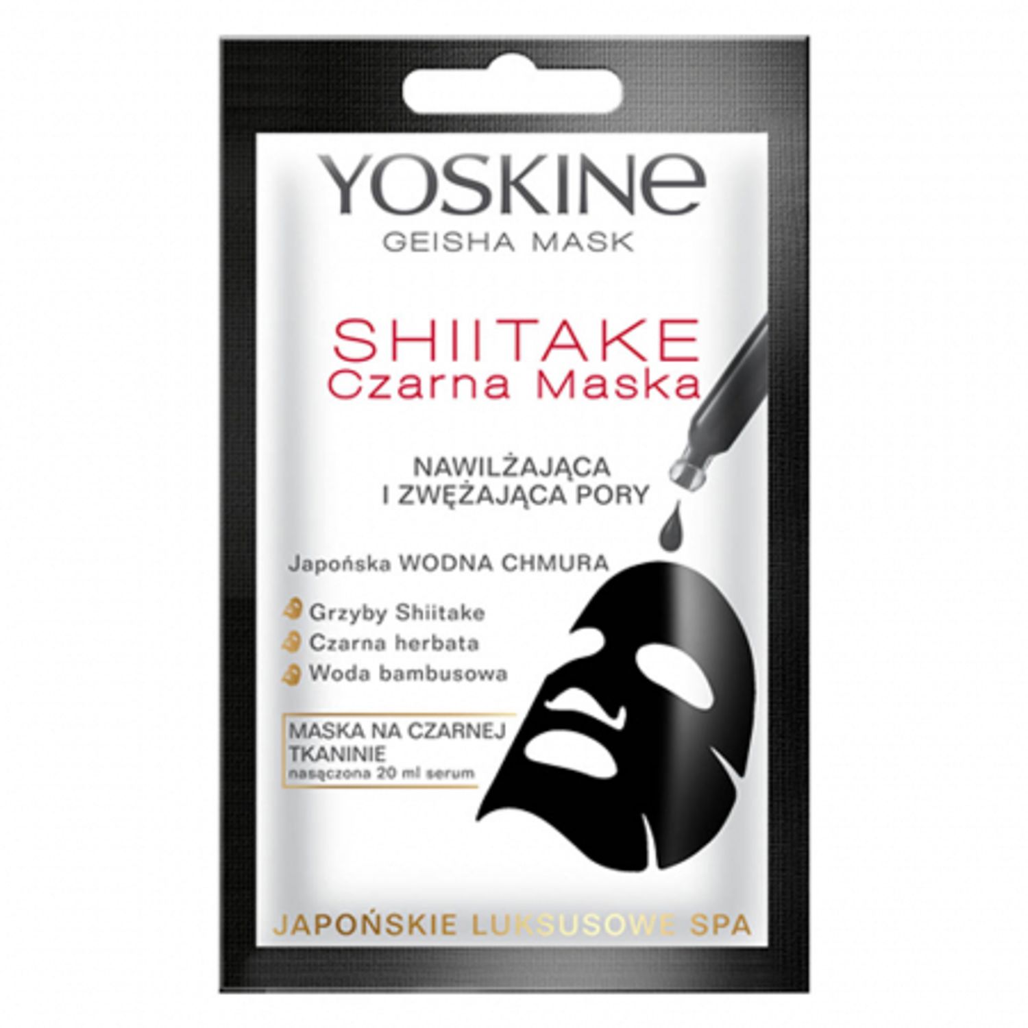 YOSKINE GEISHA MASK BLACK MASCĂ ȘERVEȚEL NEAGRĂ HIDRATANTĂ ȘI DE MICȘORARE A PORILOR fotografia produsului