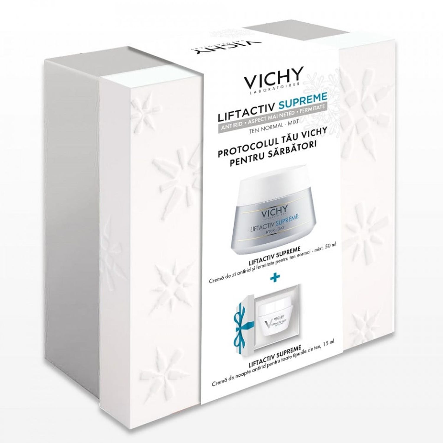 Pachet Vichy Liftactiv Supreme, Crema antirid de zi pentru ten normal-mixt, 50 ml + Crema antirid de noapte, 15 ml fotografia produsului