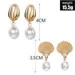 Set Cercei aurii, forma de scoici, cu perle, Hardis C22 fotografia produsului View 4 S