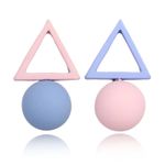 Cercei roz si bleu, forme geometrice, Abella C23 fotografia produsului