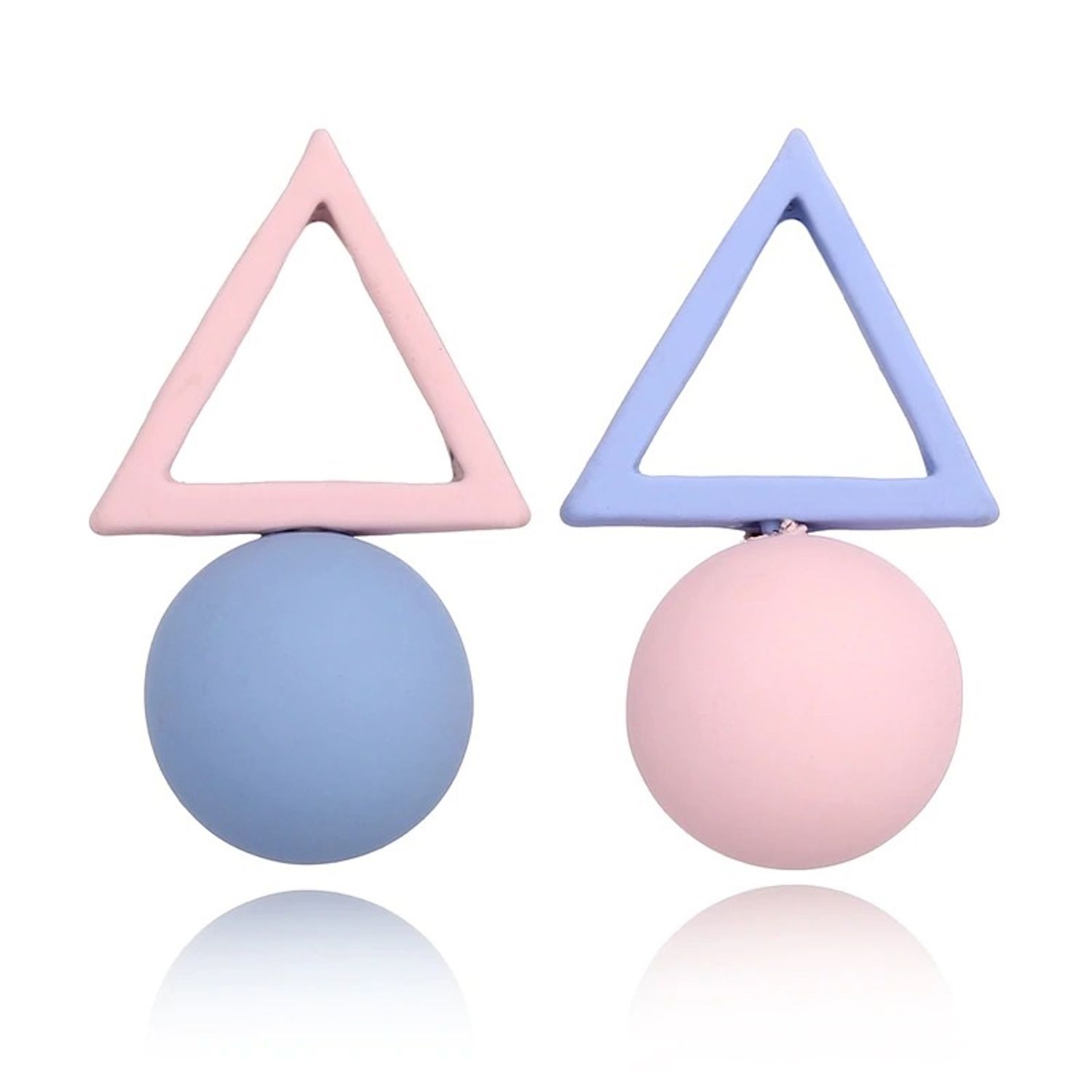 Cercei roz si bleu, forme geometrice, Abella C23 fotografia produsului