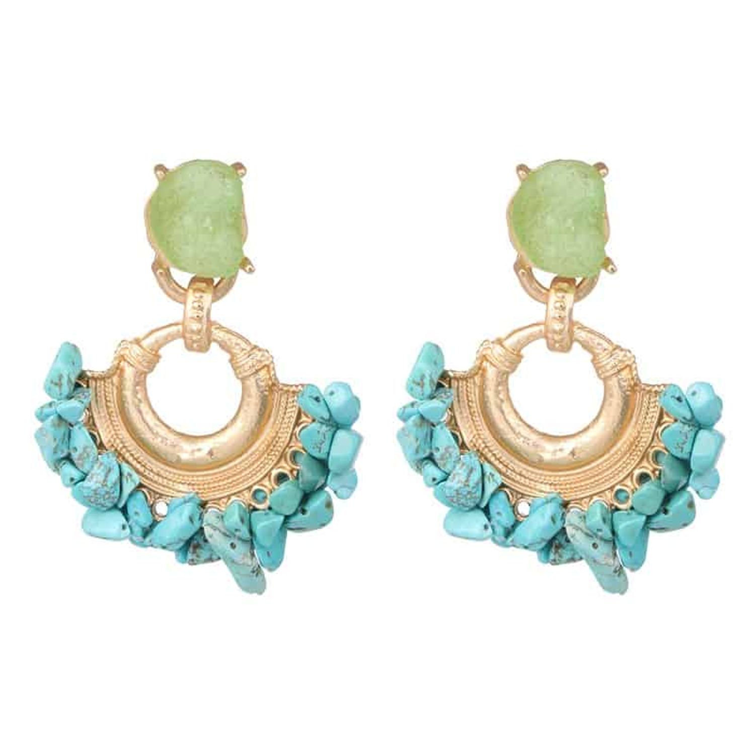 Cercei aurii, cu pietre turquoise, Eiro C1 OUT fotografia produsului