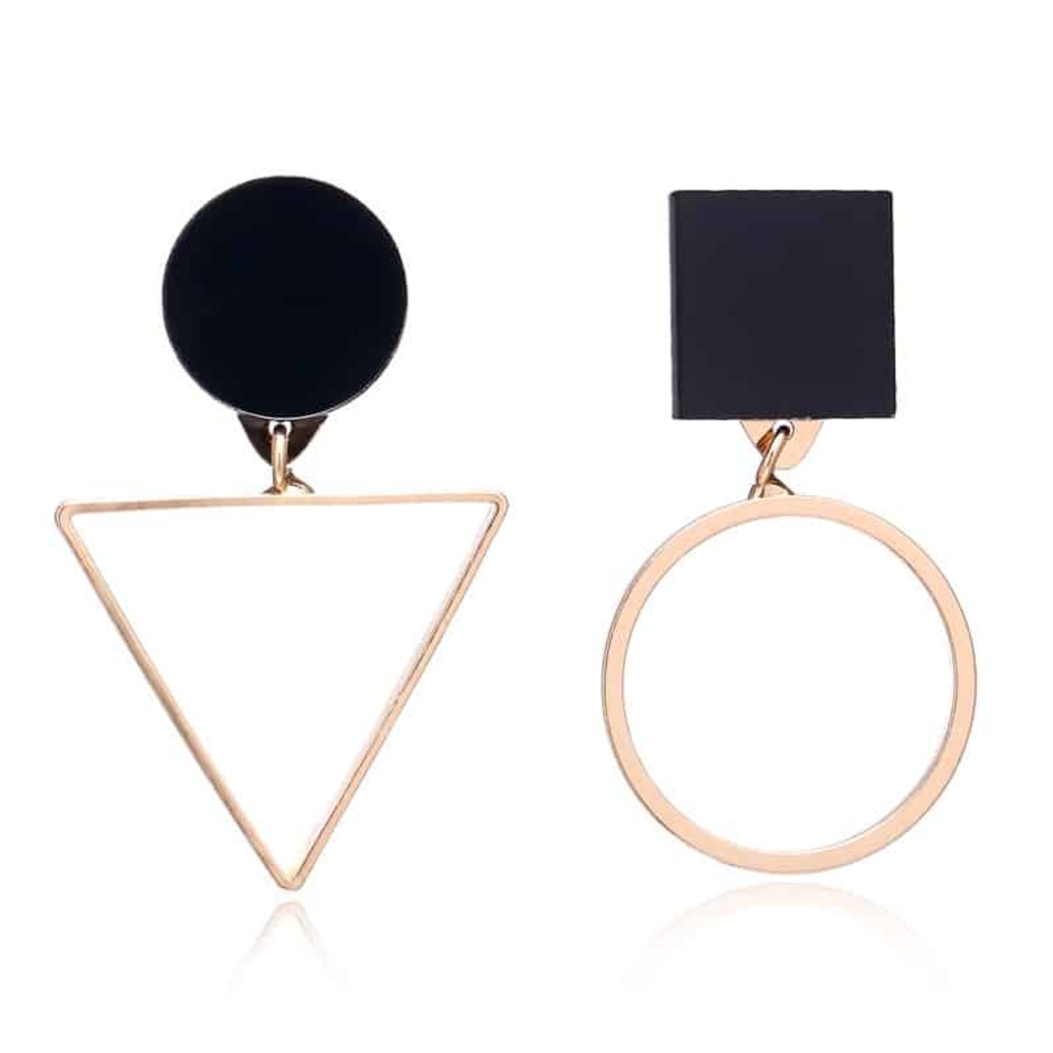Cercei cu forme geometrice, aurii, Minora C22 fotografia produsului