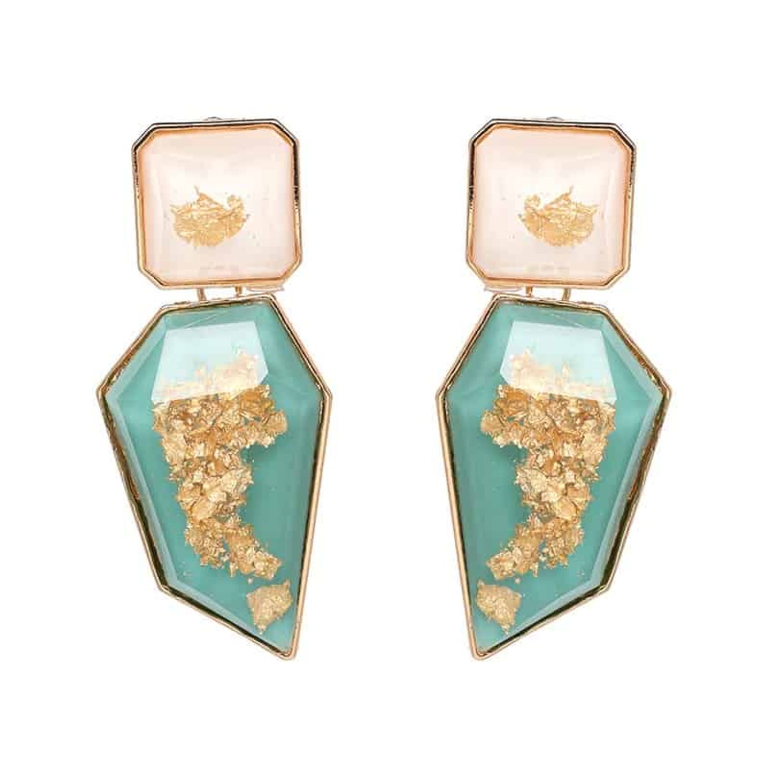 Cercei forme geometrice, turquoise, Ellsif C7 fotografia produsului View 4 L