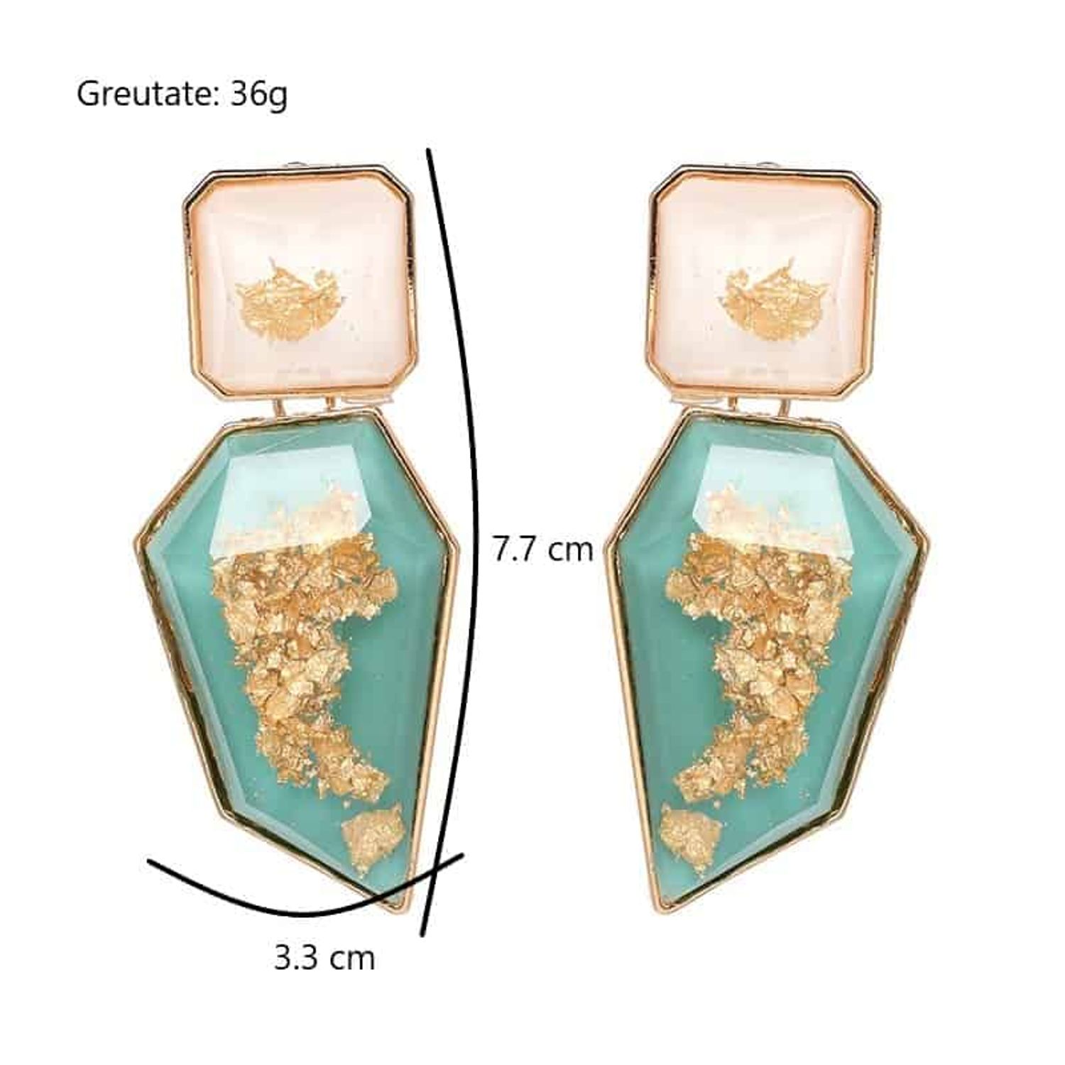 Cercei forme geometrice, turquoise, Ellsif C7 fotografia produsului View 3 L
