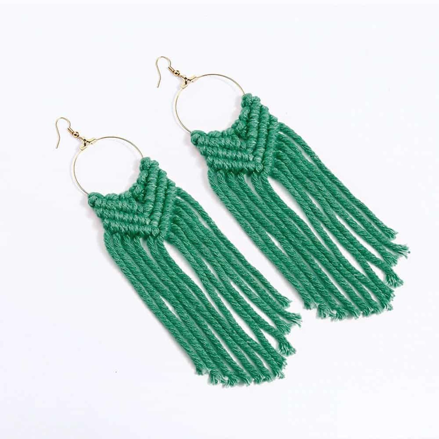 Cercei macrame impletit, verzi, Louiza C2 fotografia produsului