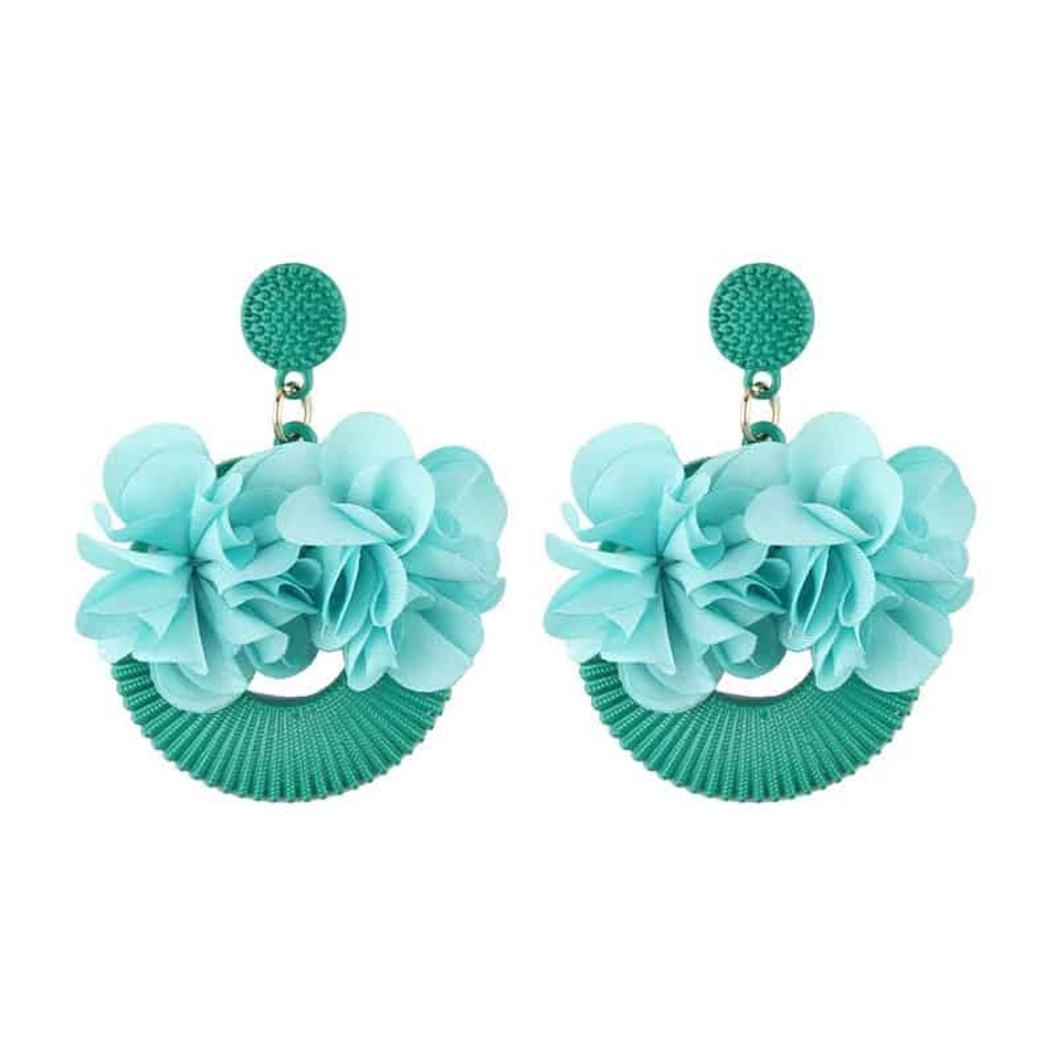 Cercei rotunzi cu floare, turquoise, Arvida C1 OUT fotografia produsului View 4 L