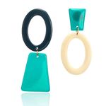 Cercei asimetrici, forme geometrice, turquoise, Maude C9 OUT fotografia produsului View 6 S