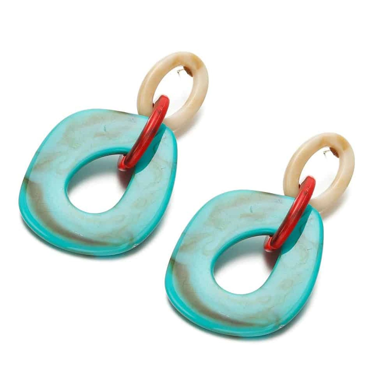 Cercei forme geometrice, turquoise, Mathia C6 fotografia produsului View 3 L