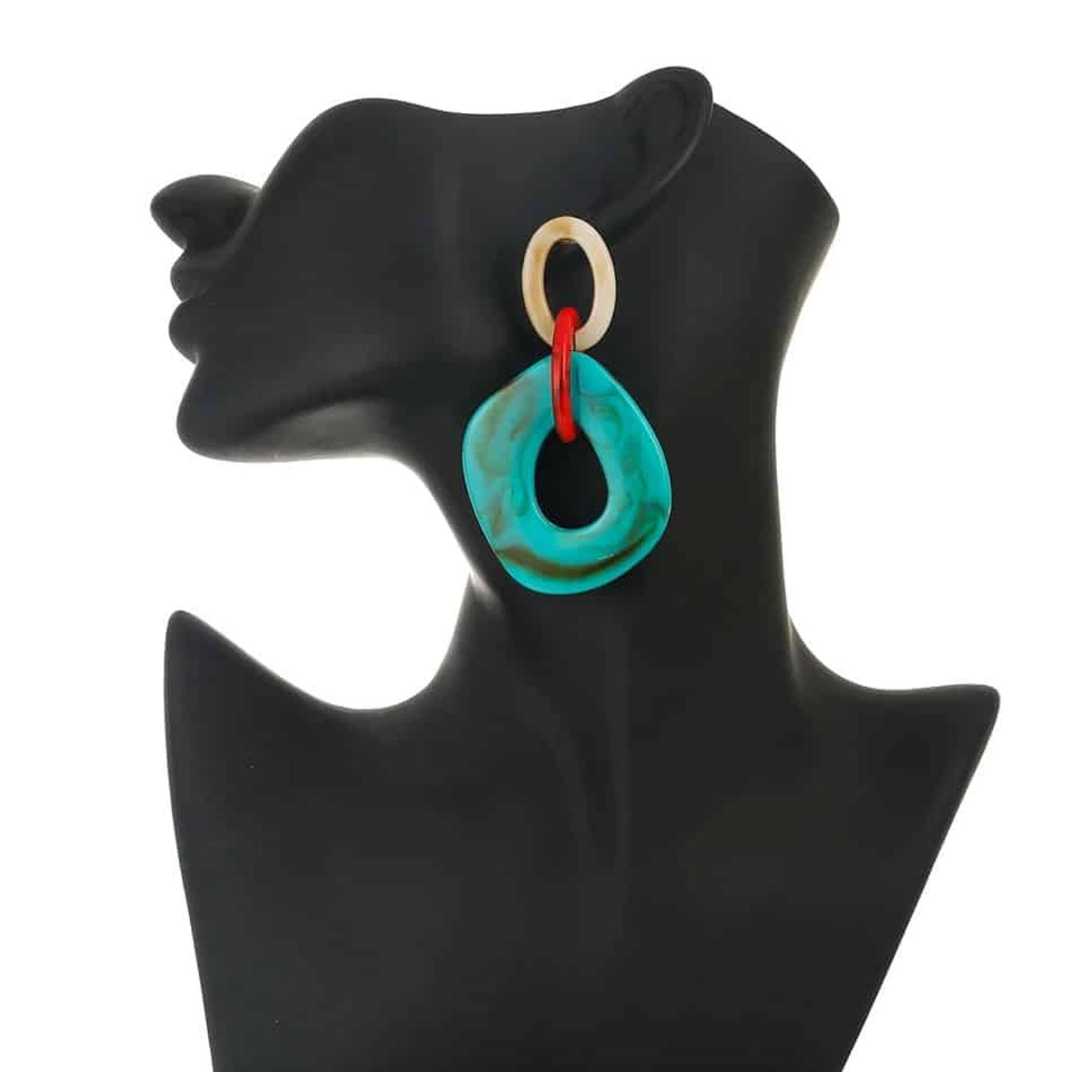 Cercei forme geometrice, turquoise, Mathia C6 fotografia produsului View 2 L