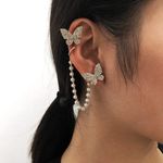 Cercei ear cuff, fluture, aurii, cu perle, Maygritt C9 fotografia produsului