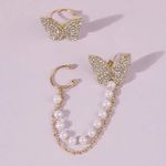 Cercei ear cuff, fluture, aurii, cu perle, Maygritt C9 fotografia produsului View 2 S