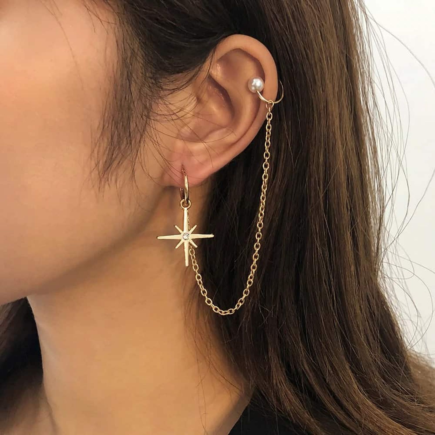 Cercel ear cuff, auriu, cu stea, Mayken C7 fotografia produsului