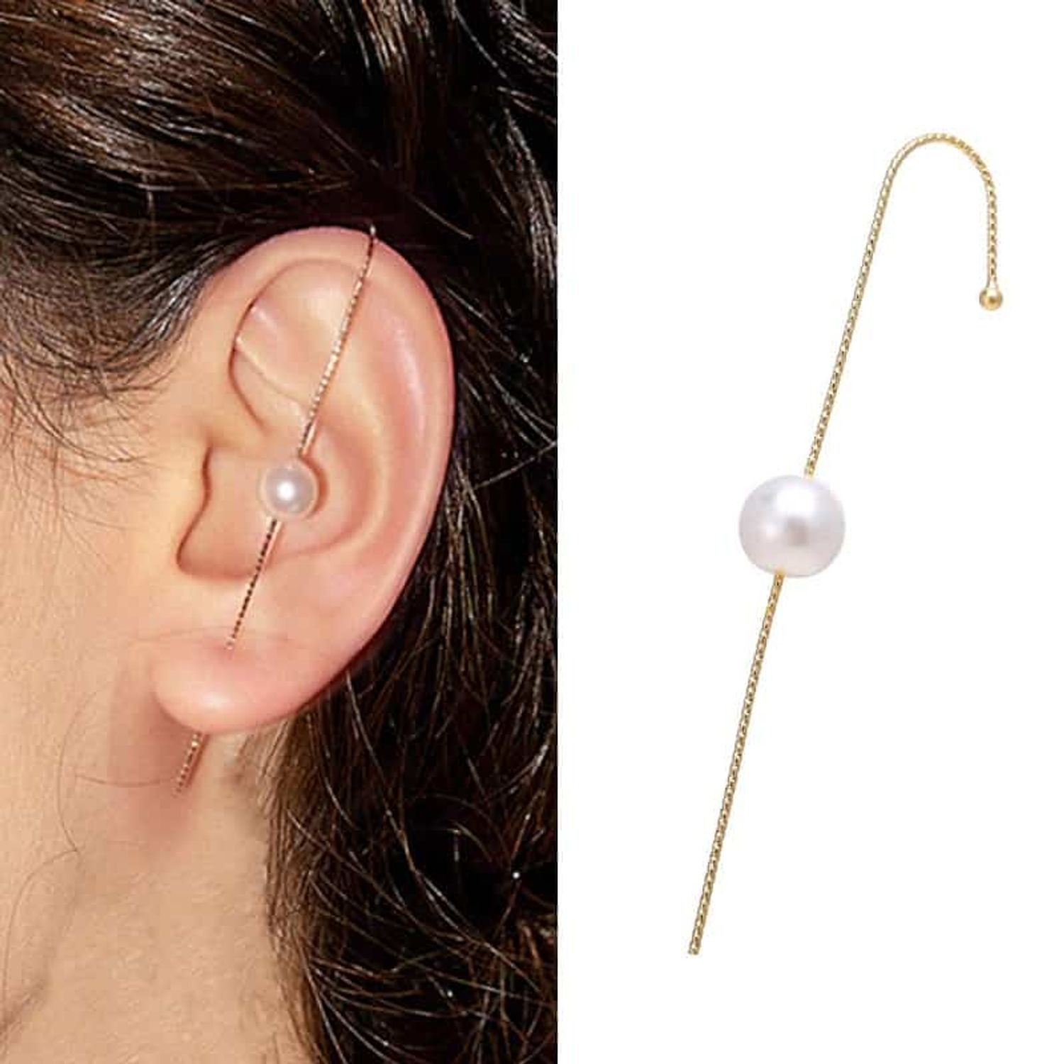 Cercel ear cuff, auriu, cu perla, Moonika C21 fotografia produsului