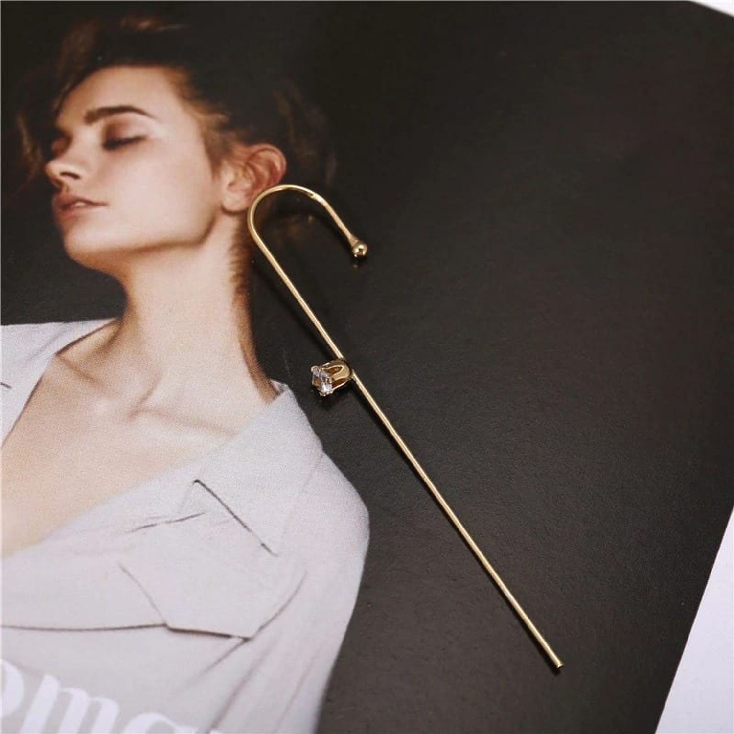Cercel ear cuff, auriu, cu piatra, Monya C21 fotografia produsului View 2 L
