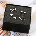 Set 4 perechi cercei, argintii, forme geometrice, Oddny C8 fotografia produsului