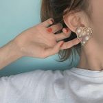 Cercei aurii, forma de inima, cu perle, Onna C22 fotografia produsului View 2 S