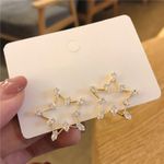 Cercei aurii, forma de stea, cu pietre, Pearly C9 fotografia produsului View 3 S