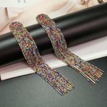 Cercei aurii, lungi, cu pietre multicolore, Rickarda C6 fotografia produsului View 3 S